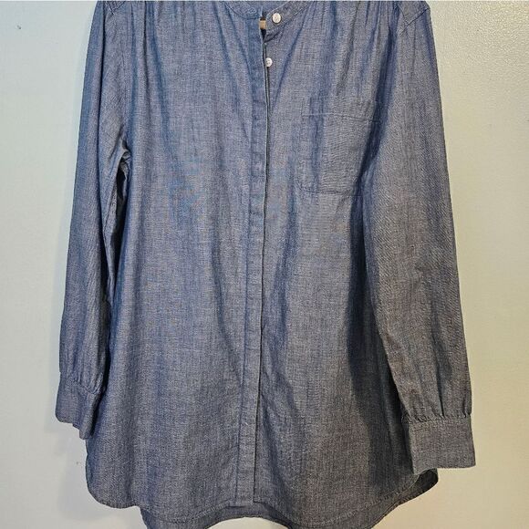 Land's End denim button up tinic/top. 100%cotton.  Size L. - Picture 1 of 4